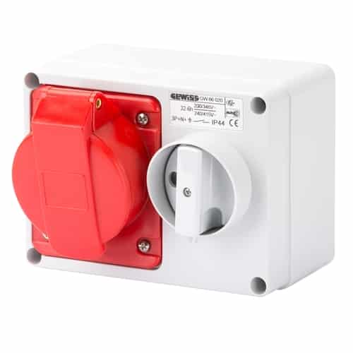 GEWISS 90° ANGLED SURFACE-MOUNTING SOCKET-OUTLET - IP44
